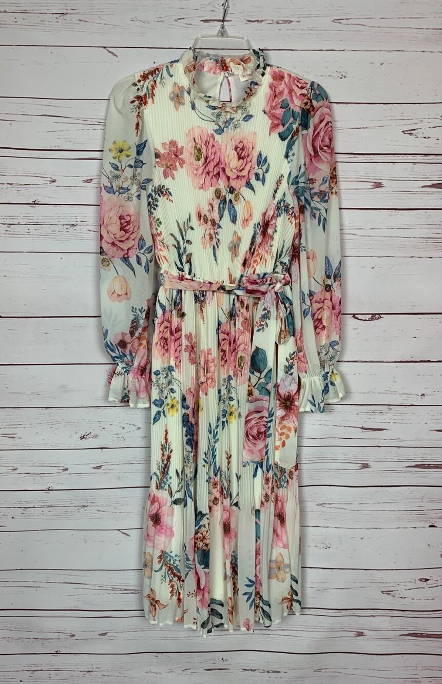 Flying Tomato Anthropologie Women's S Small Cream Floral Long Sleeve Maxi Dress